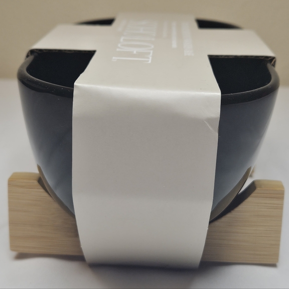 Soho Loft Black Bowl with Wooden Stand NEW - Picture 3 of 7